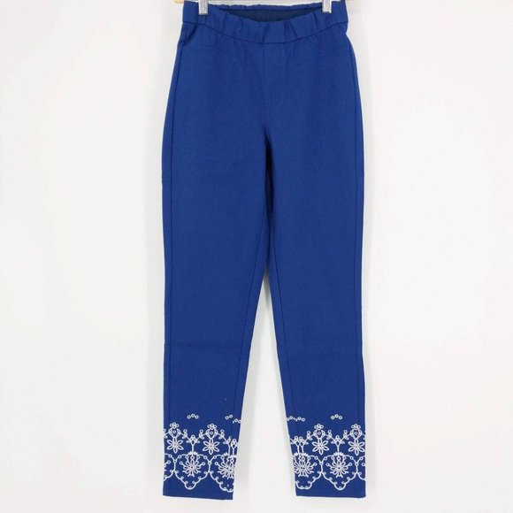 Isaac Mizrahi Live! Tall 24/7 Stretch Embroidered Ankle Pants Royal Navy Size OT - Picture 1 of 5